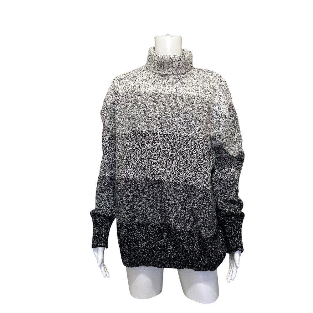Global Mind Gray Chunky Knit Turtleneck Pullover Sweater Size L